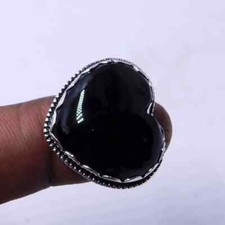Adorable Black Onyx Gemstone 925 Sterling Silver Handmade Ring All Size