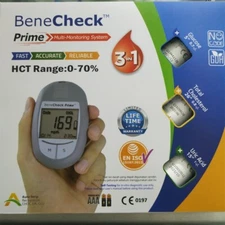 BeneCheck Prime 3in1 Kit Meter Test Glucose Cholesterol Uric Acid
