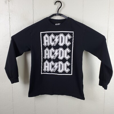 ACDC Shirt womens Medium Black Crew Neck Long Sleeve Graphic Stretch  Pullover