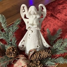 Napco White Ceramic 9.5 In. Tall Angel Figurine Girl Holiday Sympathy Decorative