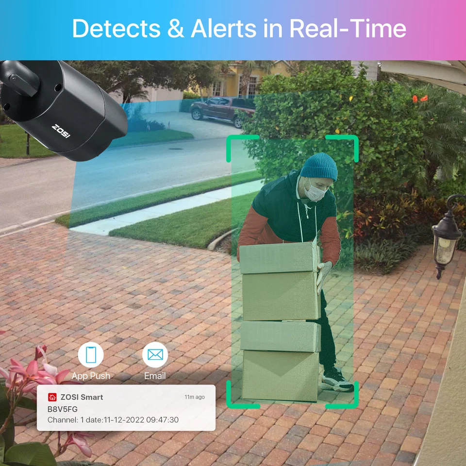 Kit de cámaras de seguridad para exteriores ZOSI HD 1080P 2MP para sistema DVR de vigilancia en el hogar Foto 4 de 4