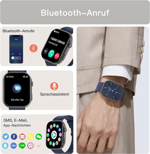 Smartwatch Herren Telefonfunktion Armbanduhr Watch für iPhone Samsung Huawei Tab - Afbeelding 3 van 7
