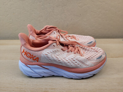 Hoka One One Clifton 8 Cantaloupe Women s Sz 6.5 Athletic Sneakers Shoes Orange