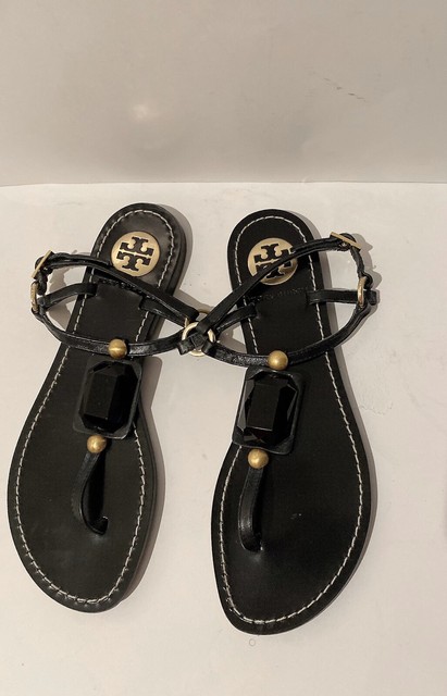 TORY BURCH BLACK SANDALS WITH STONE SIZE 6M | eBay