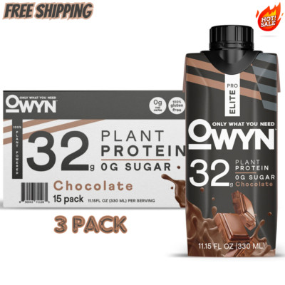 OWYN Pro Elite 32G Keto Plant Protein Shake (11.15 Fl. Oz, 15 Pk) (3 Pack)