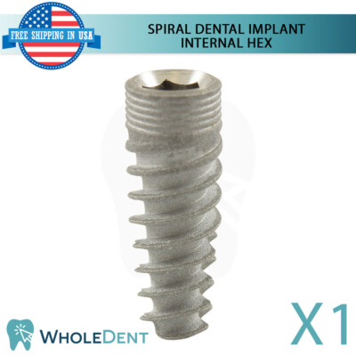 X1 Dental Sterilized Spiral Titanium, Multiple Sizes, Int Hex Connection 2.42mm