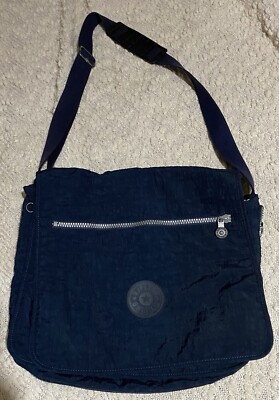 Kipling Navy Blue Nylon Crossbody Messenger Bag No Monkey Charm