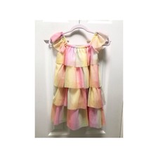 Janie and Jack Pastel Rainbow Dress Tulle Tiered Ruffle Easter Spring Size 3 Y