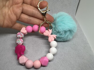 Silicone Keychain Bracelets Handmade Unique Design With Pompom