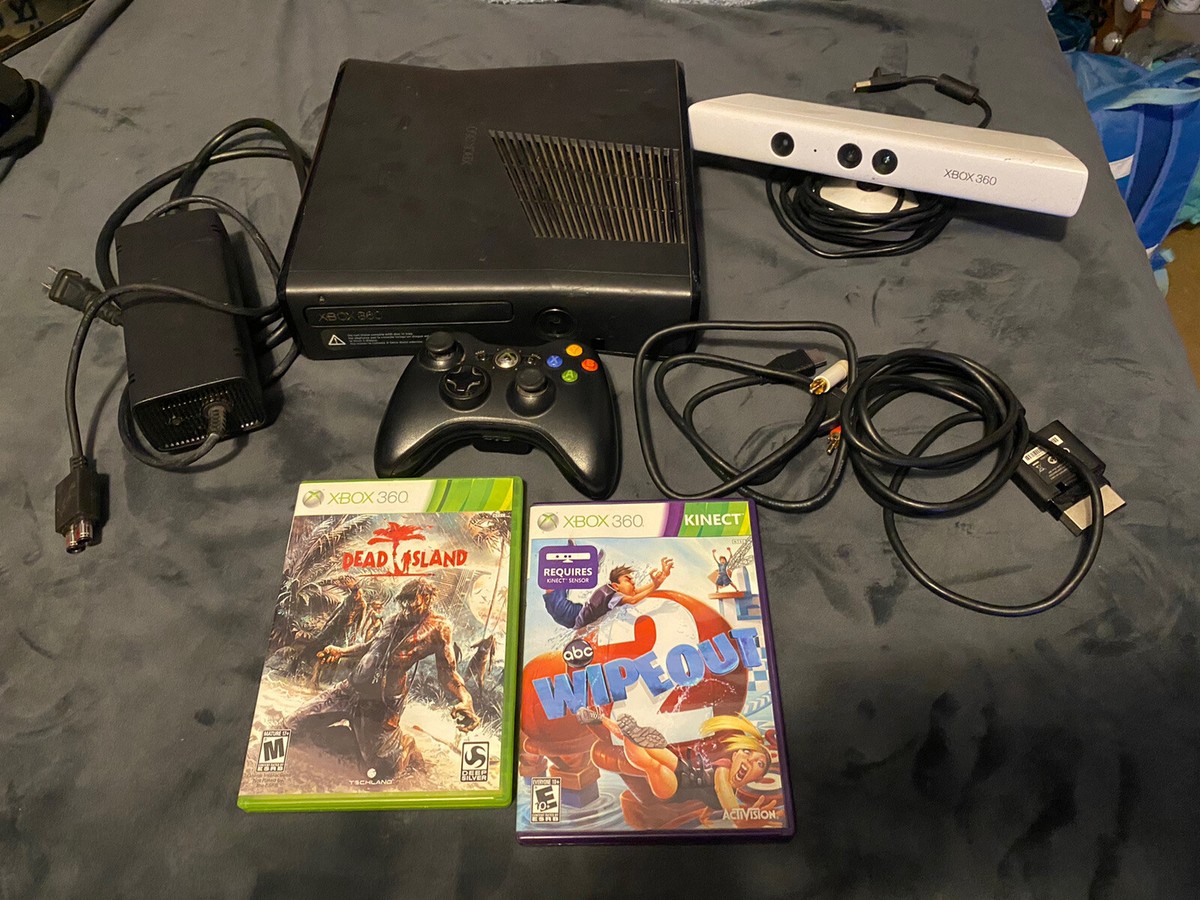 Xbox 360 S 4GB Console Kinect Bundle, Controller Power AV HDMI 2