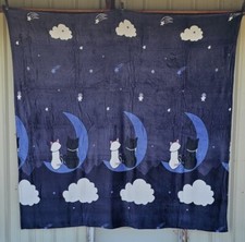 CAT KITTY MOON SHOOTING STAR CLOUD NIGHT SKY QUEEN SIZE THROW BLANKET