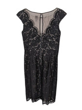 Vera Wang Black Lace Mesh Evening Sleeveless Midi Dress-8, NWT $348.00
