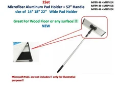 Aluminum Flat Microfiber Dust Mops 360° Swivel Floor Mop Kit Pad Holder + Pole
