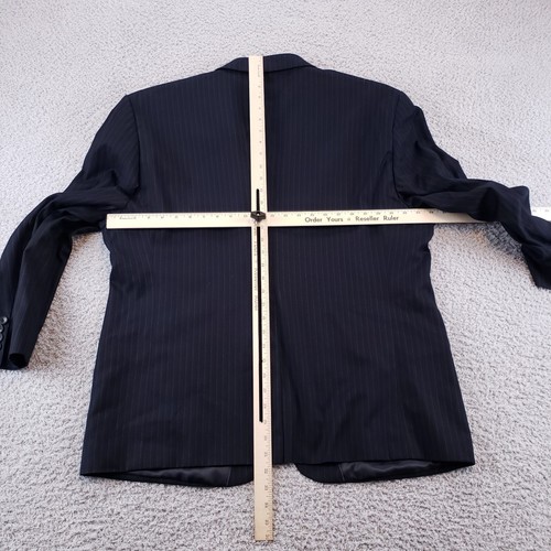 Vinci Sport Coat Jacket Men 50R Black Pinstripe Two Button Blazer Designed Italy - Picture 9 of 13
