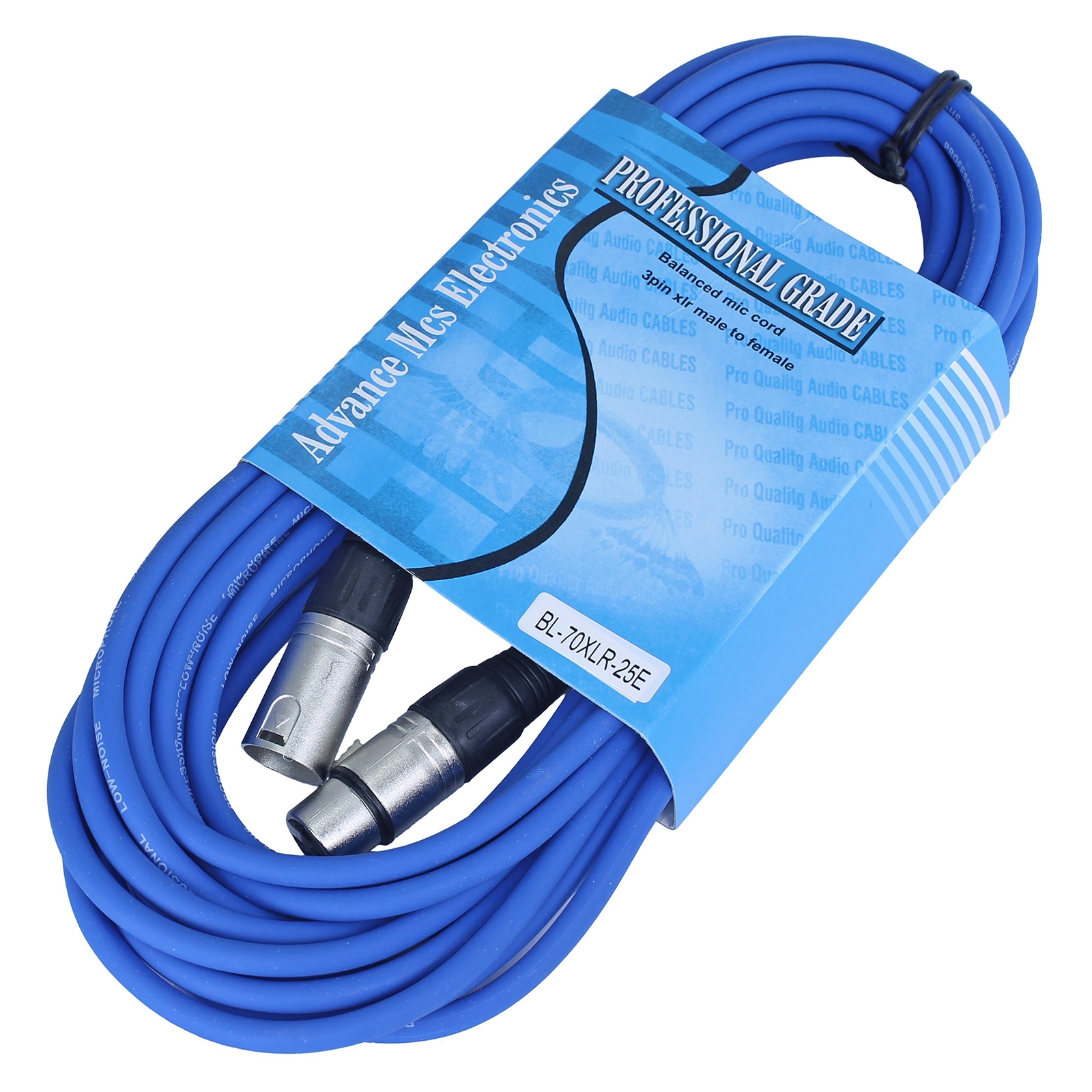 MCSPROAUDIO 25 foot Male to Female XLR microphone cable (Blue)