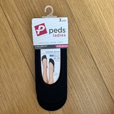 NEW Peds Ultra Low Liner shoe sizes 5-10 Woman's Black Set of 3 pair Socks 9019 