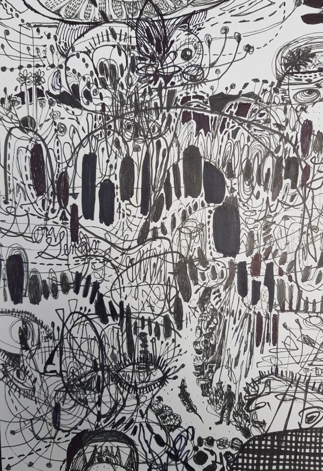 Gerado GOMEZ artiste Salvador encre sur papier ink on paper contreseing 23/30cm - Photo 1/1