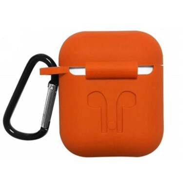 Silicone Rubber Case Cover W/Clasp ORANGE For AirPod AirPods
