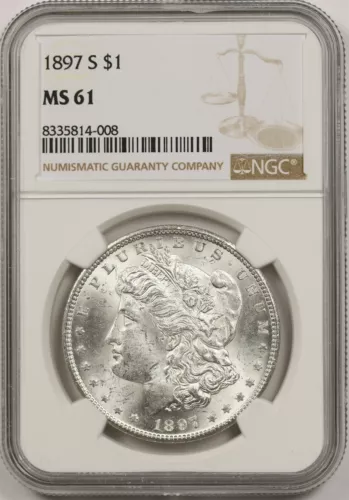 1897-S $1 NGC MS 61 Morgan Silver Dollar