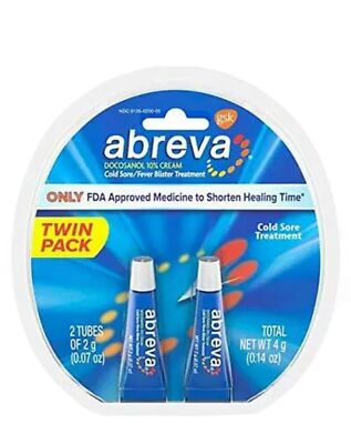 Abreva Cold Sore Fever Blister Treatment Twin Pack New EXP 2027+