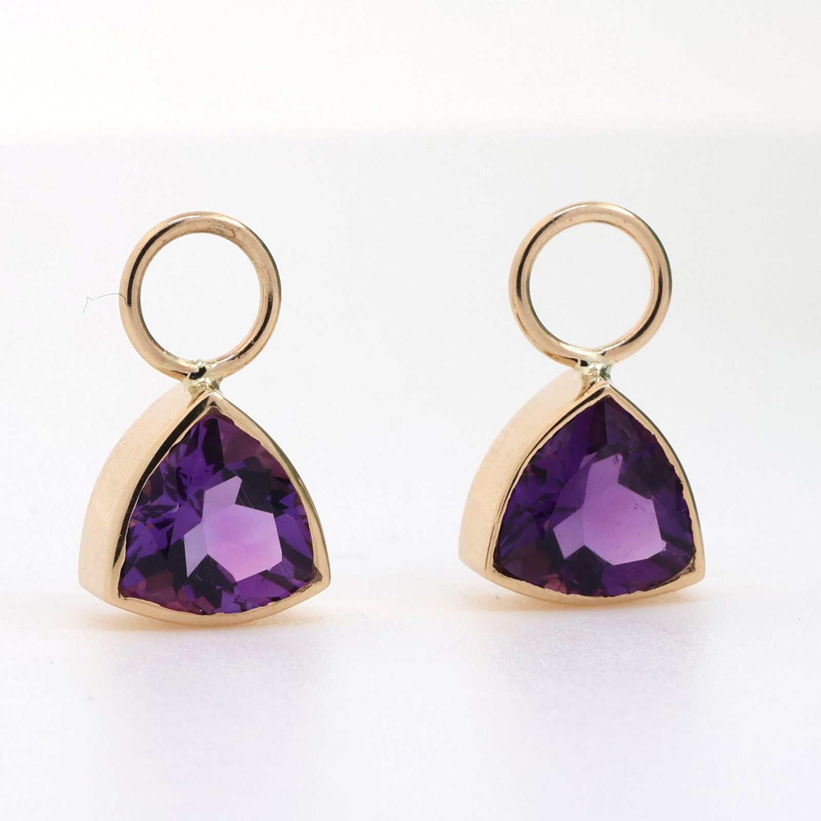 Triangular Amethyst Hoop Earring Attachments 14K … - image 3