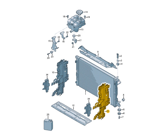 Guide d'air gauche du radiateur Volkswagen Touareg CR7 760121283Al d'origine