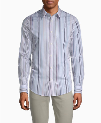 Calvin Klein Men's Shirt Size Small Multicolor Striped Stretch Cotton Button