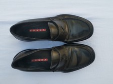 Prada Women Spazzolato Rois Penny Loafer Black Leather
