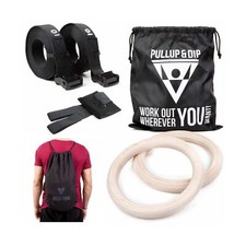 PULLUP  DIP Premium Gymnastic Rings, Wooden Gym Rings for Calisthenics - Wid...