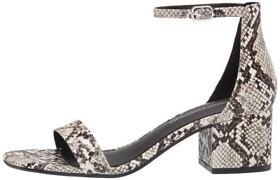 Amazon Essentials Women's Two Strap Heeled Sandal, Snake, 7 Wide