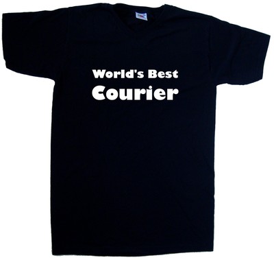 World's Best Courier T-Shirt mit V-Ausschnitt