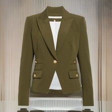 Veronica Beard Size Large Kensington Tailored Knit Jacket Army Green