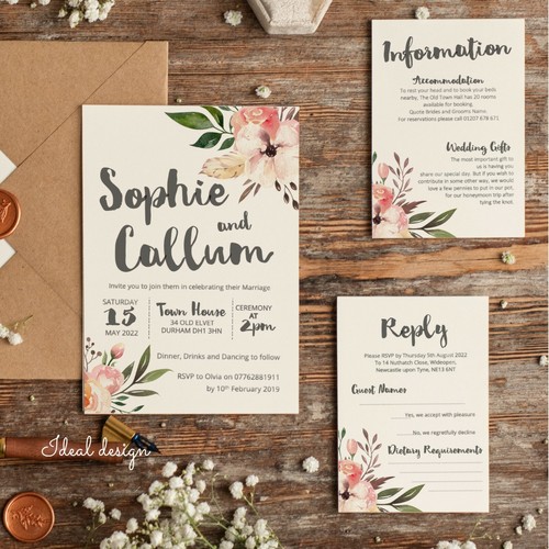 Personalised Wedding Invitation set - Information card - RSVP card Evening (W1) - Picture 25 of 62