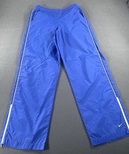 Nike VTG 90s Blue Windbreaker Pants Women's M 8/10 Black Tag Streetwear Baggy