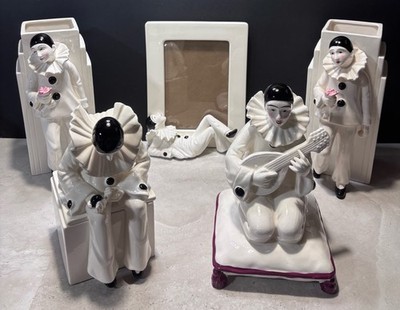 Vintage Taste Setter Sigma Pierrot Harlequin 5 Pc Porcelain Decor Set Japan