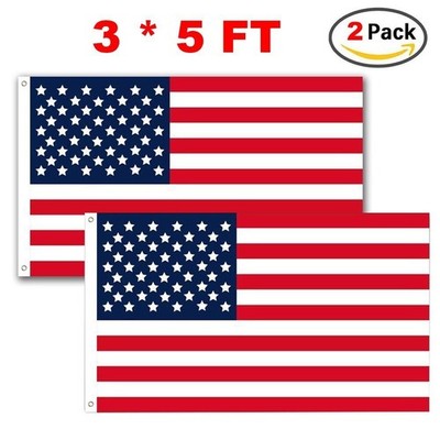 American US Flags 2 pack 3x5 Home Garden Polyester Nylon Flag Brass Grommets