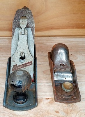Vintage Handyman & Stanley Wood Hand Planes Lot of 2 Antique Carpenter Tools