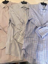  3 Charles Tyrwhitt Dress Shirt Mens 17/34 Slim Fit Blue Red Checks No Iron