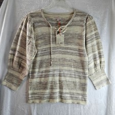 Knox Rose Cream Brown Sweater Striped Size XXL Crewneck Pullover