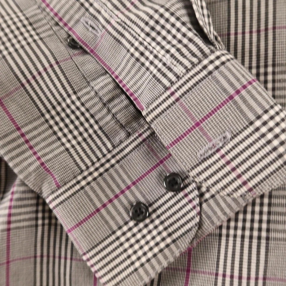 Camisa Bergamo Nueva York Para Hombres XL Príncipe de Gales Cuadros Glen A Cuadros Abotonada Foto 4 de 4