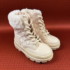 Sugar Girls Pink Faux Fur Lined Winter Boots Size 8M Combat Style