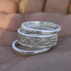 Solid 925 Sterling Silver MIX Band Spinner Ring Handmade Christmas Ring All Size