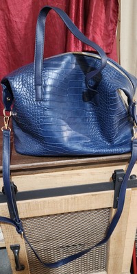 Urban Expressions Crocodile  Blue Vegan Tote Purse Pocketbook small blemish
