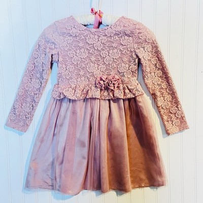 Just Lizzy Girl s Dress Lace Top Tulle & Satin Look Layered Skirt Fully Lined 6X