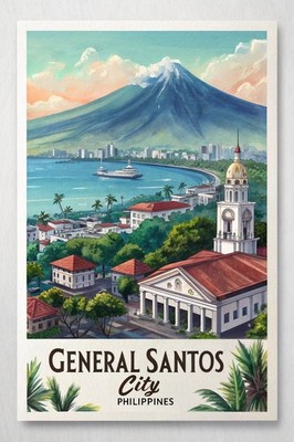 Lebendiger General Santos Stadt Philippinen Reiseposter - Thunfisch Hauptstadt Kunstdruck A