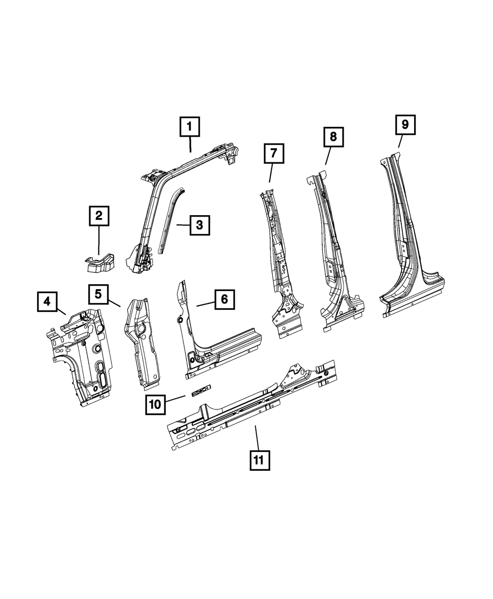 Genuine Mopar B-Pillar Reinforcement Left 68506621AA