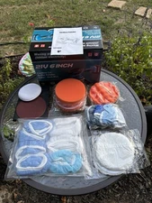 21V Cordless Car Polisher 6Speed Wireless Electric Polish Waxing Machine + Pads