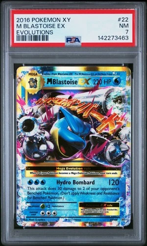 2016 POKEMON XY EVOLUTIONS #22 M BLASTOISE EX PSA 7