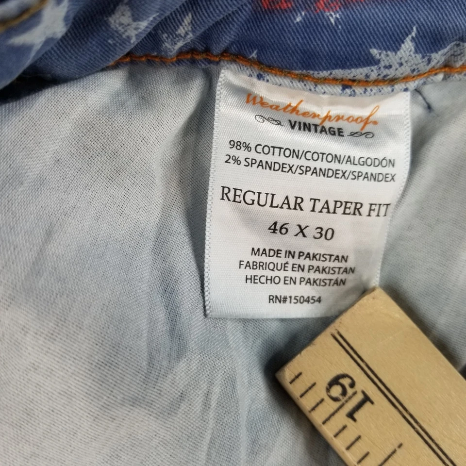 Pantalones de mezclilla impermeables vintage para hombre talla 46x30 corte cónico regular DarkMedWash Normcore Foto 3 de 4