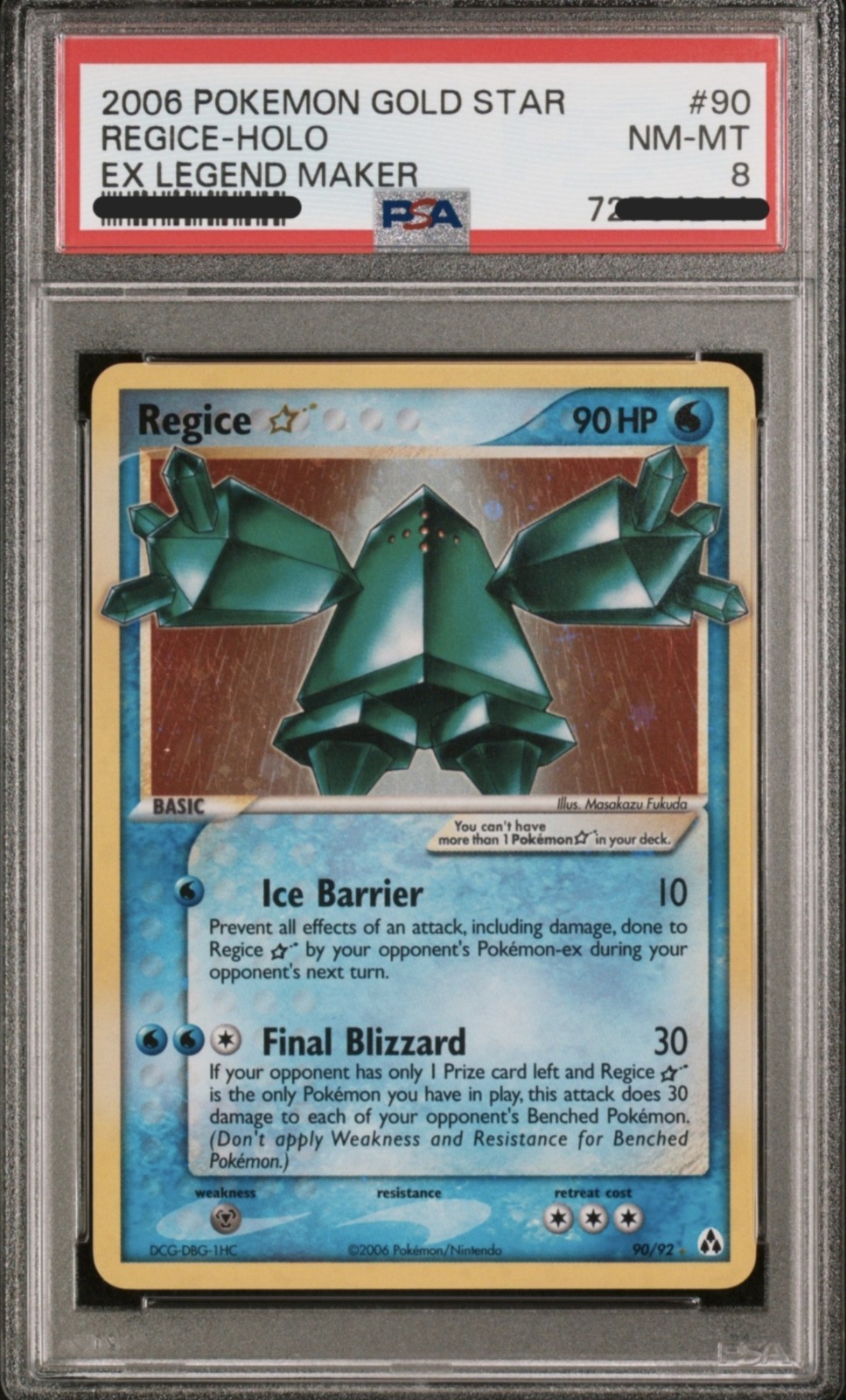 Pokemon Regice Gold Star, Regirock Gold Star w/swirl, Registeel Gold Star PSA 8 view 2